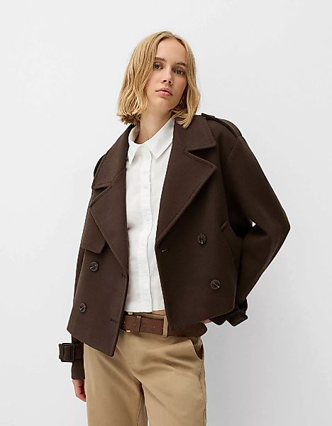 Bershka Kurze Trench-Jacke Soft Damen M Braun günstig online kaufen