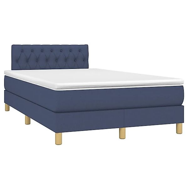 vidaXL Boxspringbett mit Matratze & LED Blau 120x200 cm Stoff 3133947 günstig online kaufen
