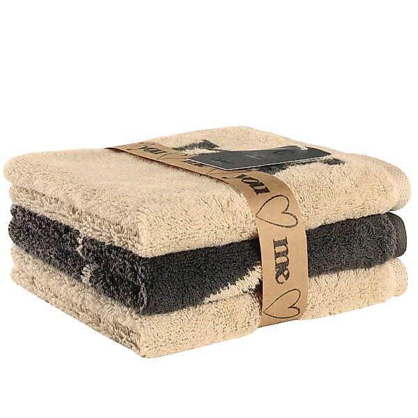 Cawö Seiftücher Heart Beats You & Me 6285 - Farbe: natur/basalt - 37 - 30x3 günstig online kaufen