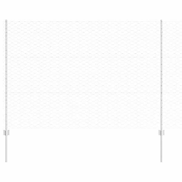 vidaXL Gartenzaun Zaun mit Pfosten Silber günstig online kaufen
