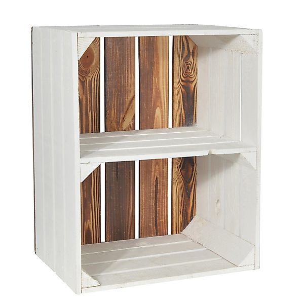 CHICCIE Holzkiste Kurzes Regal Weiß Geflammt günstig online kaufen
