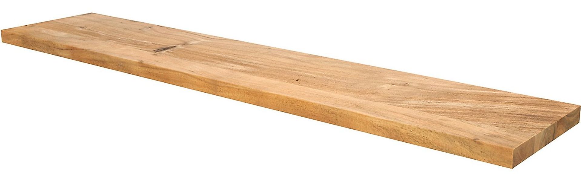 DELIFE Wandregal Edge, Akazie Natur 145 cm Massivholz gerade Kante Wandrega günstig online kaufen