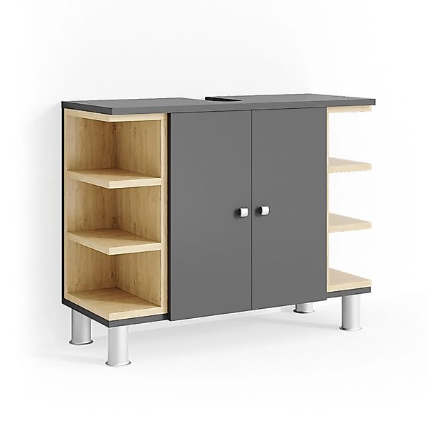 Vicco Waschbeckenunterschrank Aquis Anthrazit/Sonoma 79 x 64 cm günstig online kaufen