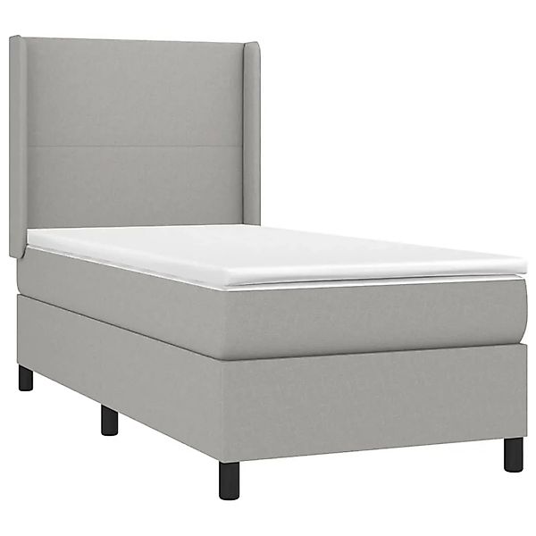 vidaXL Boxspringbett mit Matratze & LED Hellgrau 100x200 cm Stoff 3138133 günstig online kaufen