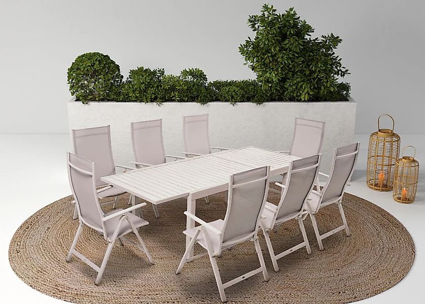 KONIFERA Garten-Essgruppe "Palermo" 8x Sessel, 1x AZ-Tisch 160-240x100 cm, günstig online kaufen