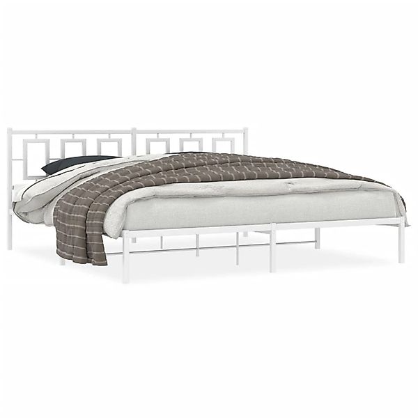 vidaXL Bettgestell mit Kopfteil Metall Weiß 193x203 cm 374296 günstig online kaufen