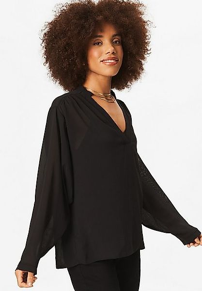 GINI LONDON Langarmbluse Gini Black Textured Schwarze Bluse aus strukturier günstig online kaufen