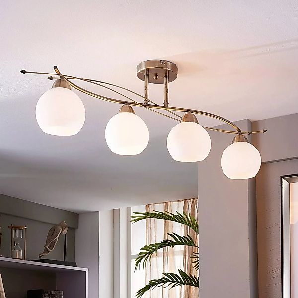 Lindby Deckenlampe Leanda, 80 cm, vierflammig, Metall, Glas günstig online kaufen