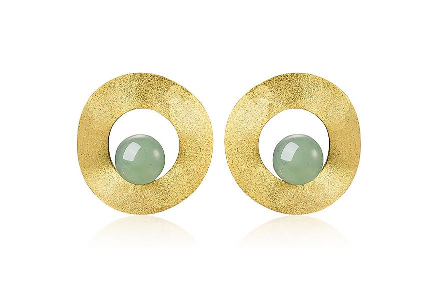 Runde Perlé Paar Ohrstecker große Retro Kreis Ohrstecker mit Aventurin, han günstig online kaufen
