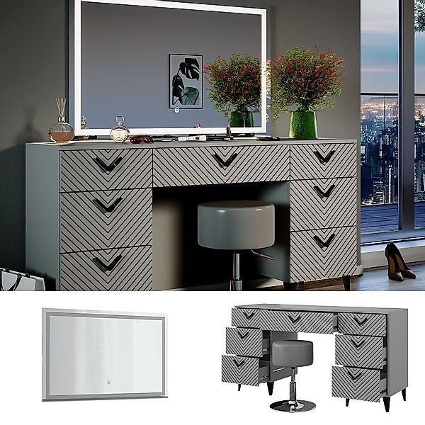 Vicco Schminktisch Anett, Grau, 150 cm günstig online kaufen