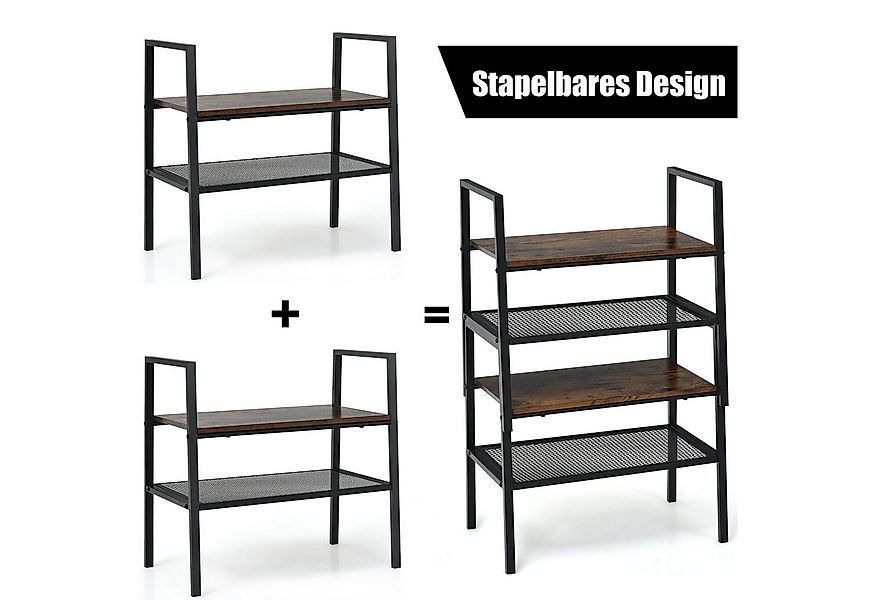 COSTWAY Schuhregal Lagerregal, 1-tlg., 2-Stöckig, Stapelbar, Metall günstig online kaufen