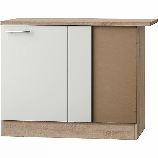 Optifit Eckunterschrank Dakar286 100 x 84,8 x 60 cm Weiß Eiche NB günstig online kaufen