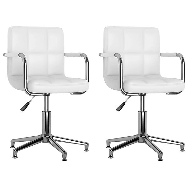 vidaXL Esszimmerstühle 2 Stk Drehbar Weiß Kunstleder 334759 günstig online kaufen