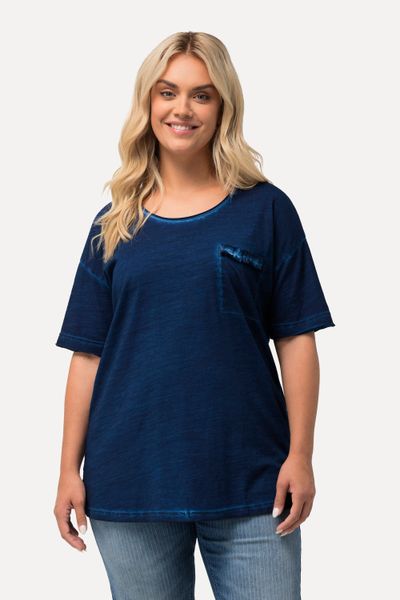Ulla Popken T-Shirt T-Shirt oversized Rüschen-Brusttasche günstig online kaufen