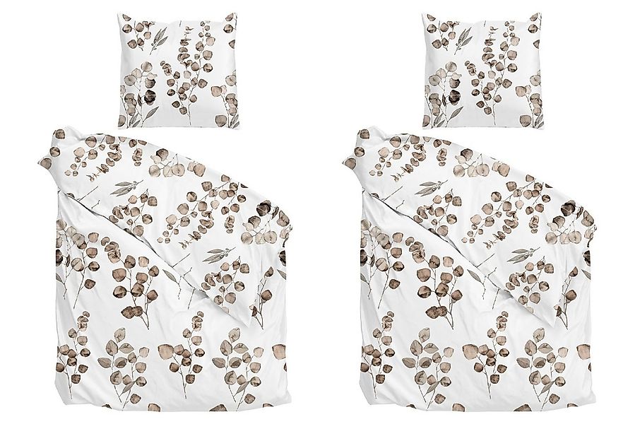 Heckett and Lane Bettwäsche 2er Set NOVI, 135 x 200 cm, Beige, Weiß, 4-teil günstig online kaufen