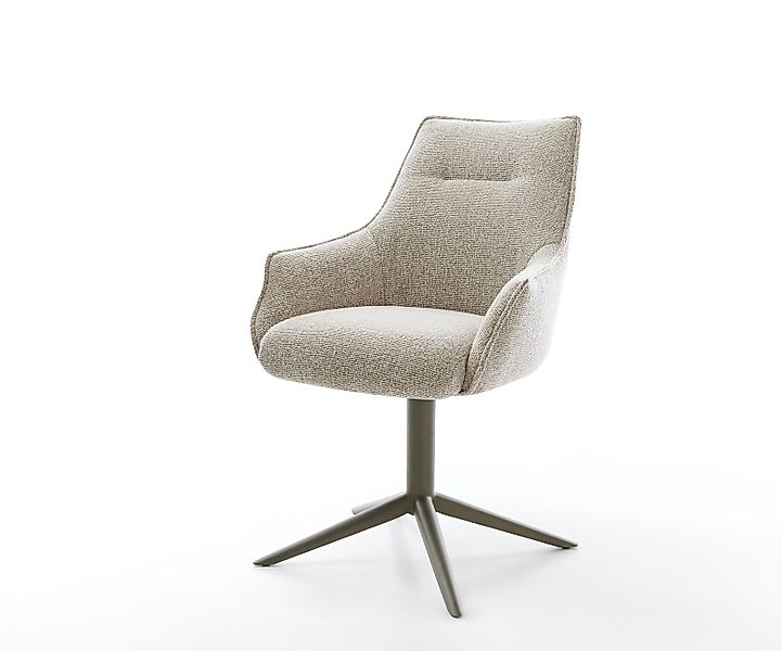 Drehstuhl Alja-Flex mit Armlehnen Webstoff Soft Beige Fußkreuz Effektfinish günstig online kaufen