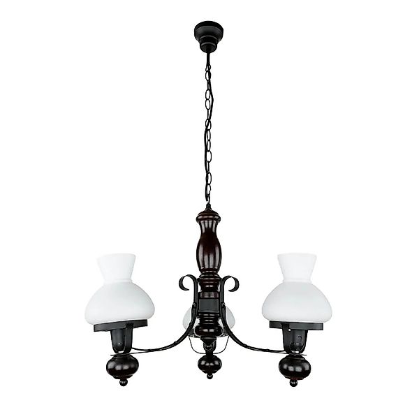 EASYLIGHT Kronleuchter Mit Schirm 50 cm Breit Metall Holz Glas E27 Rustikal günstig online kaufen