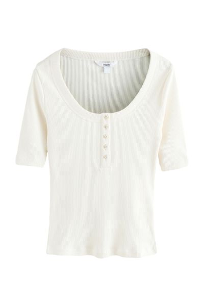 Next Henleyshirt Geripptes Henley-Kurzarmoberteil mit Knöpfen günstig online kaufen