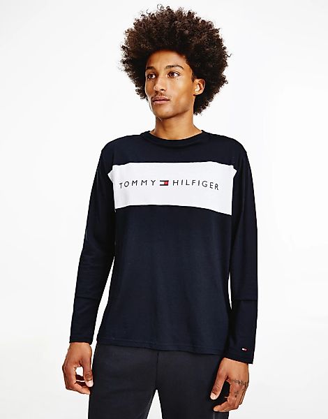Tommy Hilfiger – Lounge – T-Shirt in Marineblau mit Logo am Ärmel günstig online kaufen