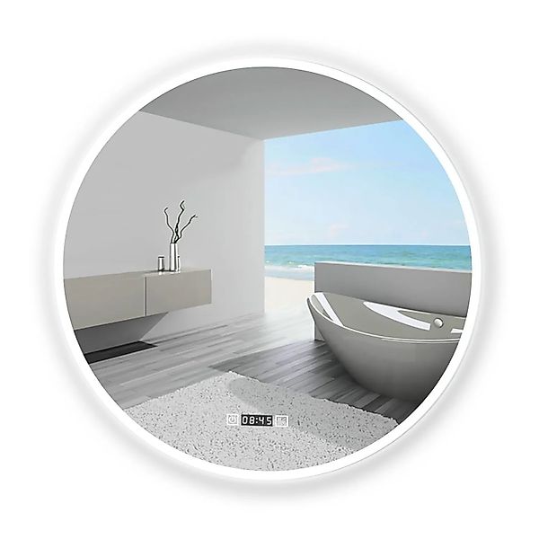 Aica Sanitär Badspiegel mit Uhr 70 cm Spiegel Rund mit LED Beleuchtung Neut günstig online kaufen