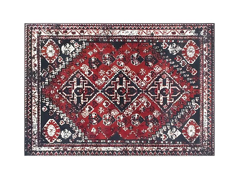 Teppich orientalisch - 160 x 230 cm - Rot & Schwarz - SYLHET günstig online kaufen