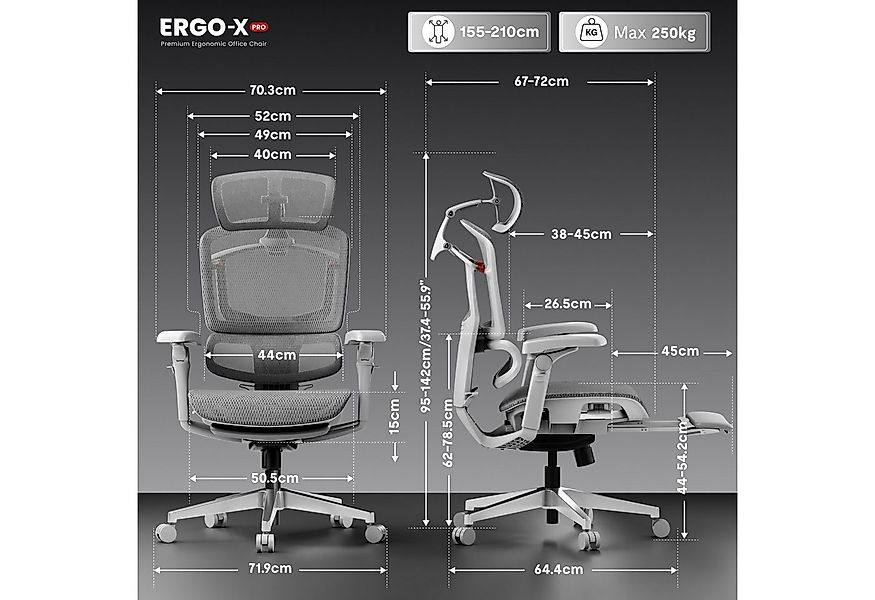 FLEXISPOT Bürostuhl ErgoX, Schreibtischstuhl Premium Ergonomischer (mit 7D- günstig online kaufen
