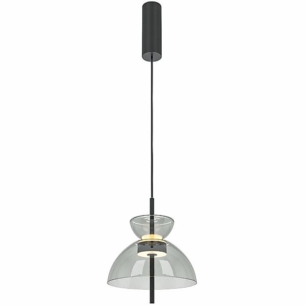 LED Pendelleuchte Bangkok in Rauchglas und Schwarz 12W 1200lm günstig online kaufen