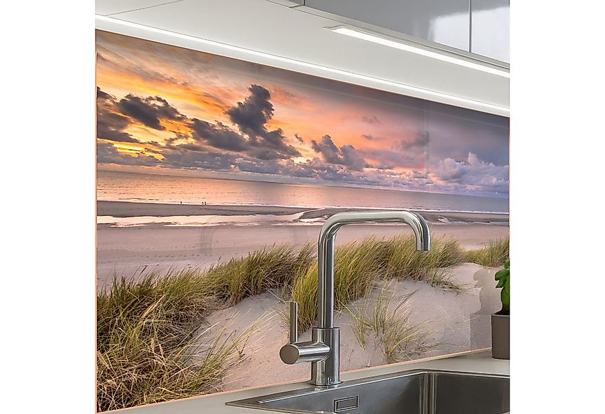 KitchenYeah Küchenrückwand selbstklebend Sonnenuntergang - Düne - Strand - günstig online kaufen