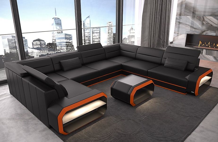 Sofa Dreams Wohnlandschaft Leder Sofa Verona U Form Ledercouch Ledersofa, C günstig online kaufen