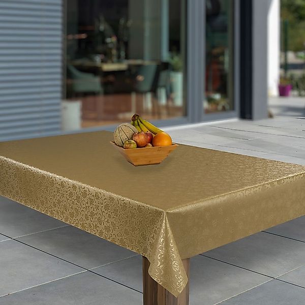 laro Tischdecke Wachstuch-Tischdecken Abwaschbar Gold geprägt günstig online kaufen