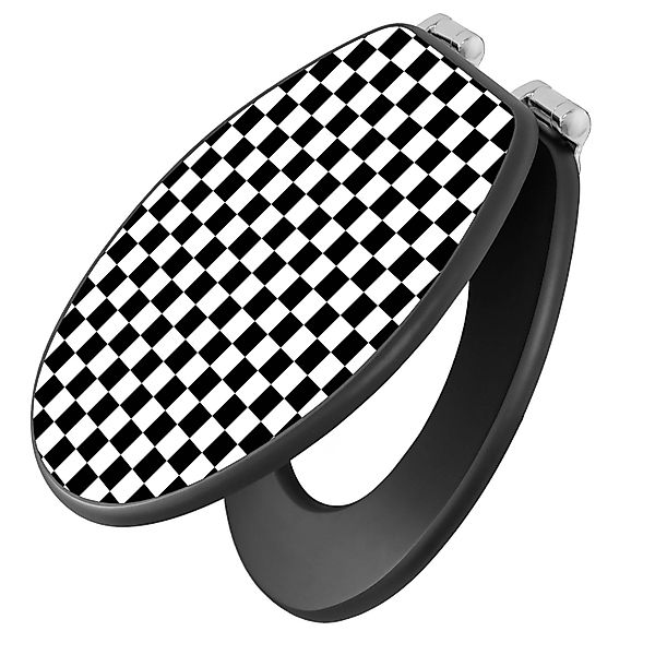 banjado WC-Sitz Anthrazit Motiv Karo Schwarz (umweltfreundliches Material, günstig online kaufen
