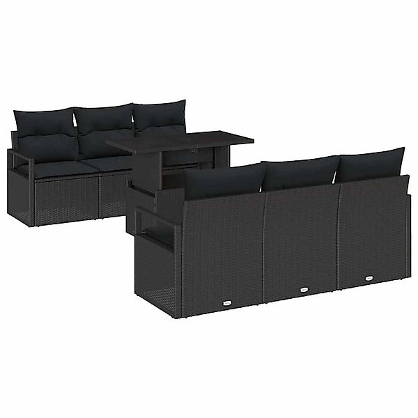 vidaXL Garten-Sofa-Set mit Speicher 7-Tlg Schwarz Poly Rattan 3357486 günstig online kaufen
