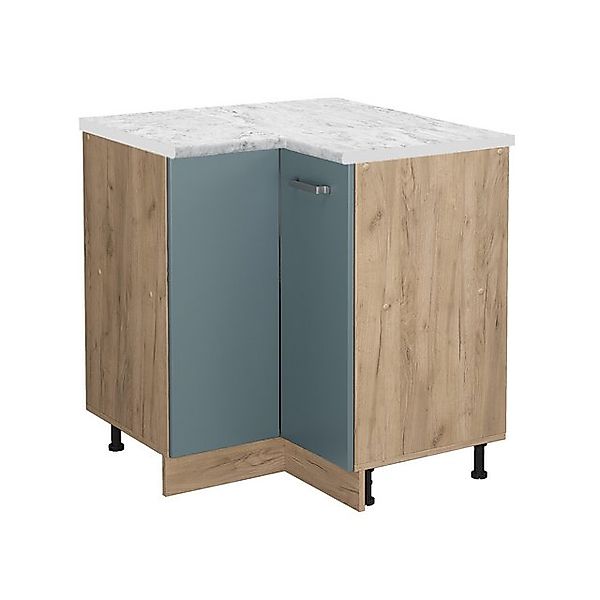 Vicco Eckunterschrank R-Line Küchen Eckschrank Blau-Grau 76 cm AP Marmor günstig online kaufen