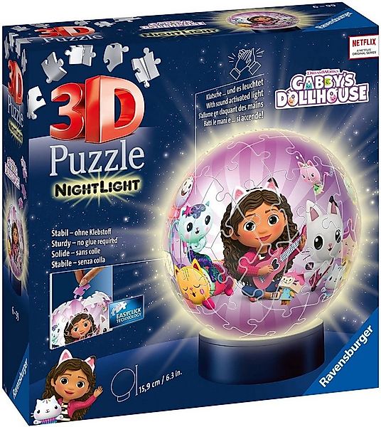 Ravensburger 3D-Puzzle 72 Teile 3D Puzzle Ball Nachtlicht Gabby's Dollhouse günstig online kaufen
