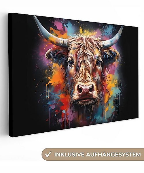 OneMillionCanvasses® Leinwandbild Graffiti - Schottischer Highlander - Schw günstig online kaufen
