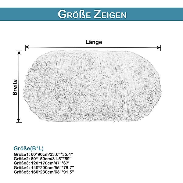 Rosnek Teppich Oval, zottelig, weich, rutschfeste günstig online kaufen