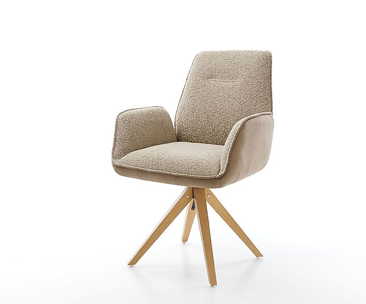 Drehstuhl Zoa-Flex Materialmix Schlamm Holzgestell kantig Weiß 180° drehbar günstig online kaufen