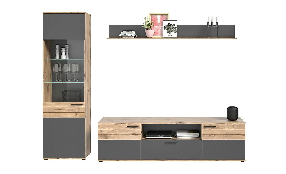 Wohnkombination  Monsano ¦ grau ¦ Maße (cm): B: 266 H: 200 Kommoden & Sideb günstig online kaufen