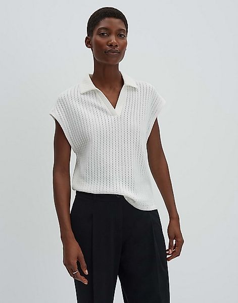 someday Poloshirt Kimena mit Ajourstruktur V-Ausschnitt mit Polokragen, läs günstig online kaufen