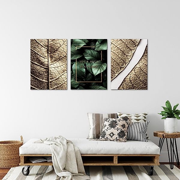 Novart Wandbild Wandbilder Set Goldene Blätter günstig online kaufen