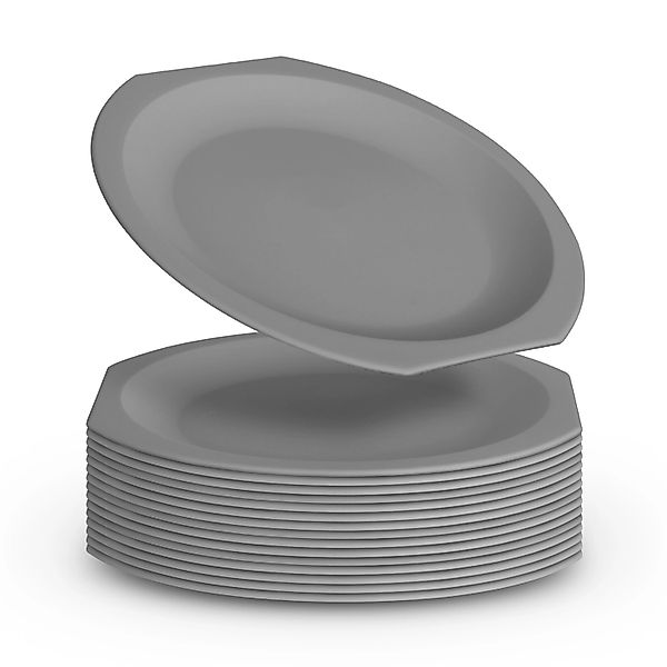 ProHome Kunststoff Teller BPA Frei Ø23 cm Grau 16er Pack günstig online kaufen