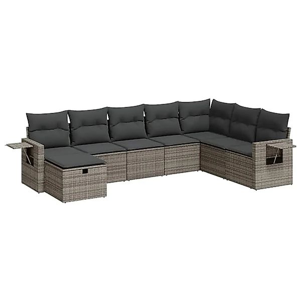 vidaXL 8-Tlg Garten-Sofagarnitur mit Kissen Grau Poly Rattan 3325536 günstig online kaufen
