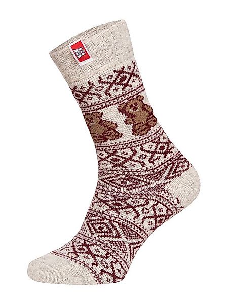 HomeOfSocks Socken Wollsocke Thick Flag Teddy wollweiss/rot - 1 Paar günstig online kaufen