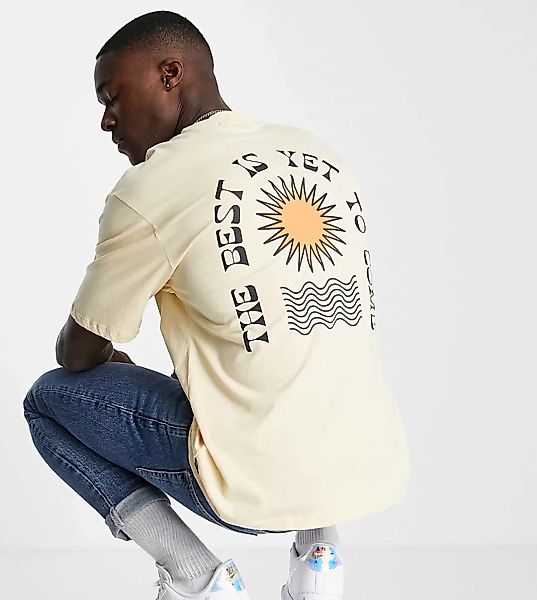 Only & Sons – Oversize-T-Shirt mit Sonnen-Print hinten in Sand, exklusiv be günstig online kaufen