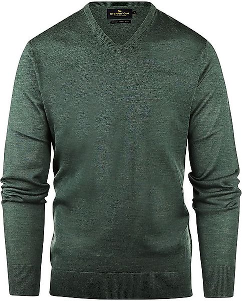 Steppin' Out Pullover V-Ausschnitt Merinowolle Sage Grün - Größe XXL günstig online kaufen