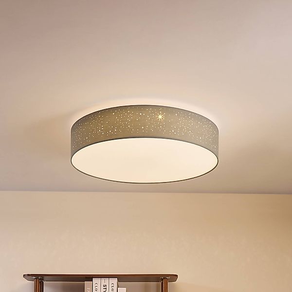 Lindby LED-Deckenlampe Ellamina, 60 cm, hellgrau, Textil günstig online kaufen