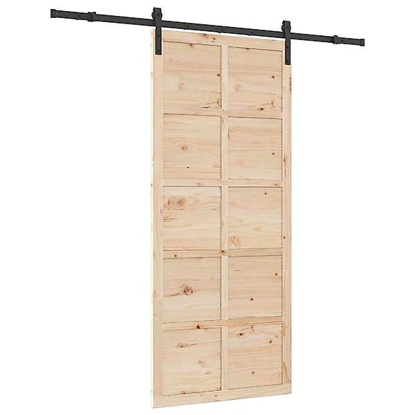 vidaXL Schiebetür Braun 90 x 208 cm Massivholz Kiefer 3381197 günstig online kaufen