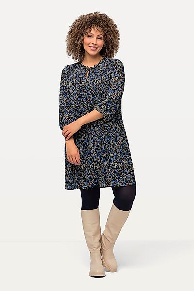 Ulla Popken Minikleid Plissee-Minikleid Blüten Rüschen günstig online kaufen