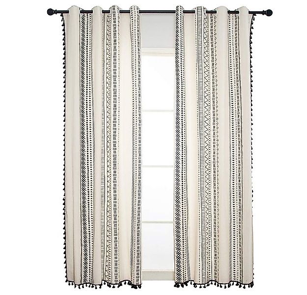 zggzerg Vorhang Vorhang Boho Style, Leinen Geometrische Böhmische Fenster V günstig online kaufen