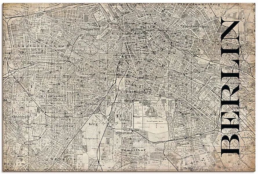 Artland Wandbild »Berlin Karte Straßen Karte Grunge« Deutschland 1 Stk. tlg günstig online kaufen